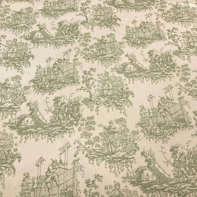 Burch Bethany Green Toile Design Upholstery Fabric