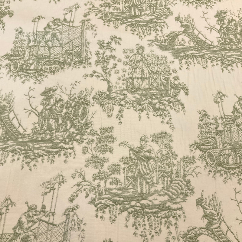 Burch Bethany Green Toile Design Upholstery Fabric