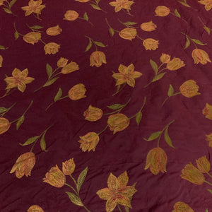 Burch Beverly Burgundy Embroidery Floral Upholstery Fabric