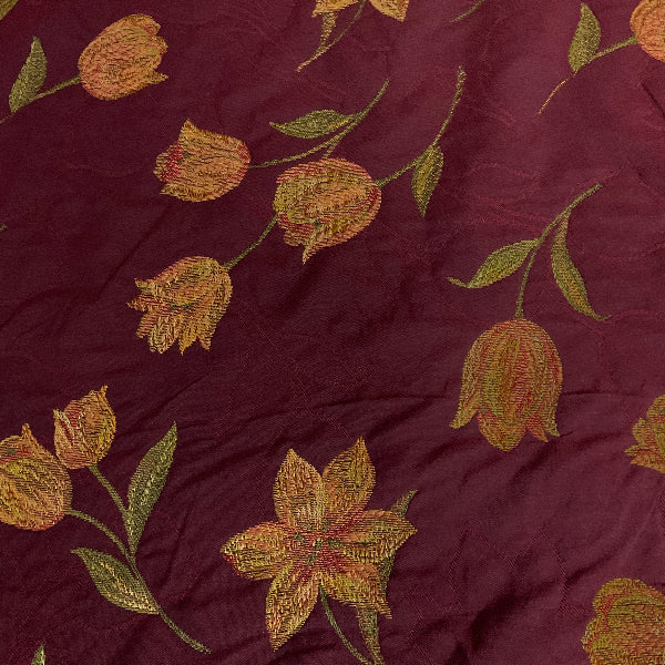 Burch Beverly Burgundy Embroidery Floral Upholstery Fabric