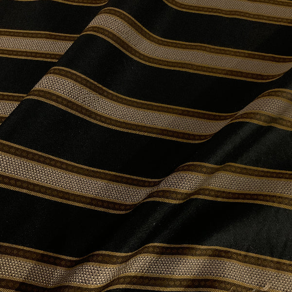 Burch Black Brown Stripe Designer Upholstery Fabric