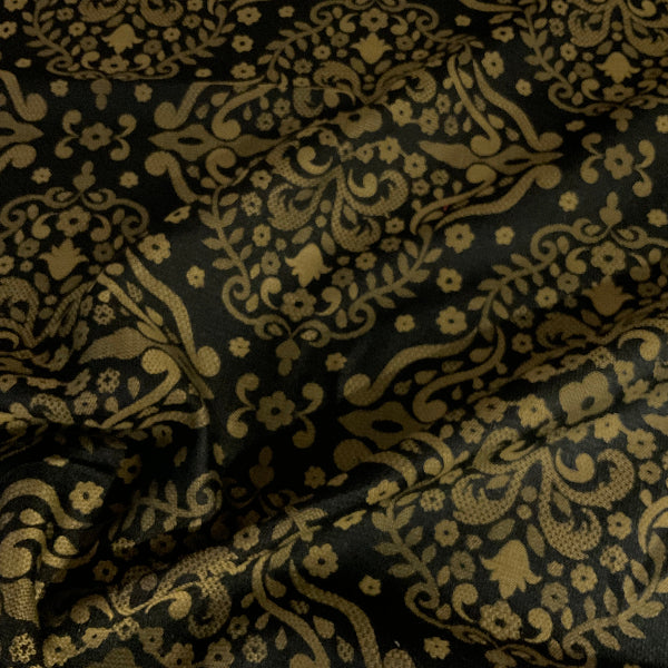 Burch Black Gold Damask Designer Upholstery Fabric