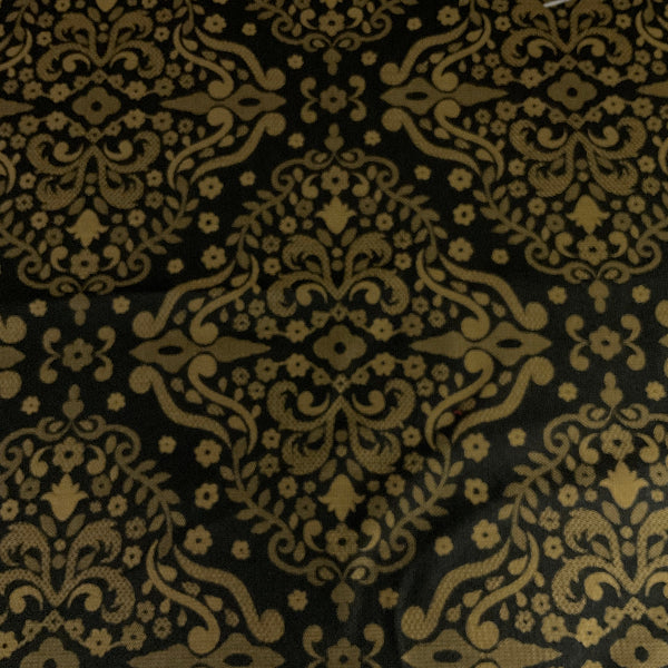 Burch Black Gold Damask Designer Upholstery Fabric