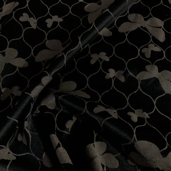 Burch Black Gray Butterfly Damask Upholstery Fabric