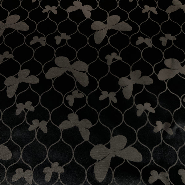 Burch Black Gray Butterfly Damask Upholstery Fabric