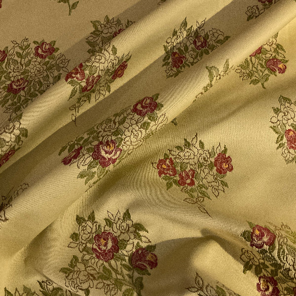 Burch Bouquet Butter Beige Floral Designer Upholstery Fabric