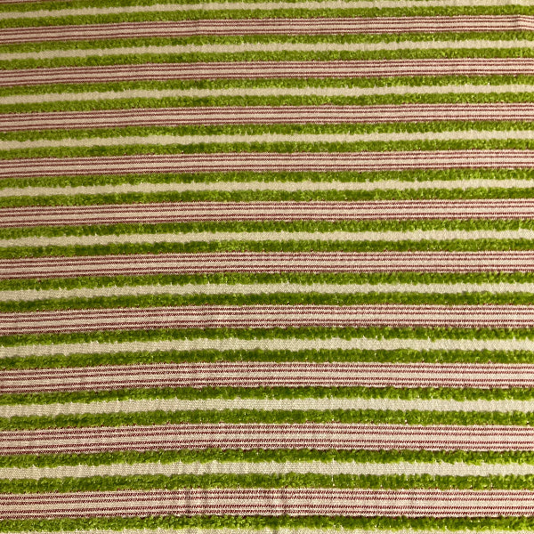 Burch Bright Green Textured Chenille Stripe Upholstery Fabric