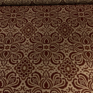 Burch Burgundy Damask Raised Chenille Upholstery Fabric