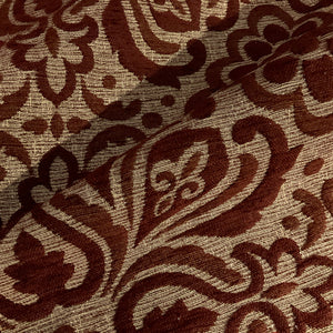 Burch Burgundy Damask Raised Chenille Upholstery Fabric