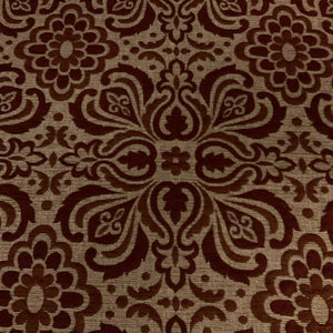 Burch Burgundy Damask Raised Chenille Upholstery Fabric