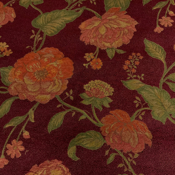 Burch Calista Cranberry Red Floral Designer Upholstery Fabric