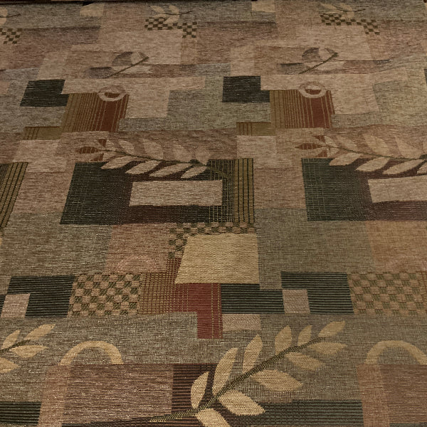 Burch Chenille Geometric Beige Fern Upholstery Fabric
