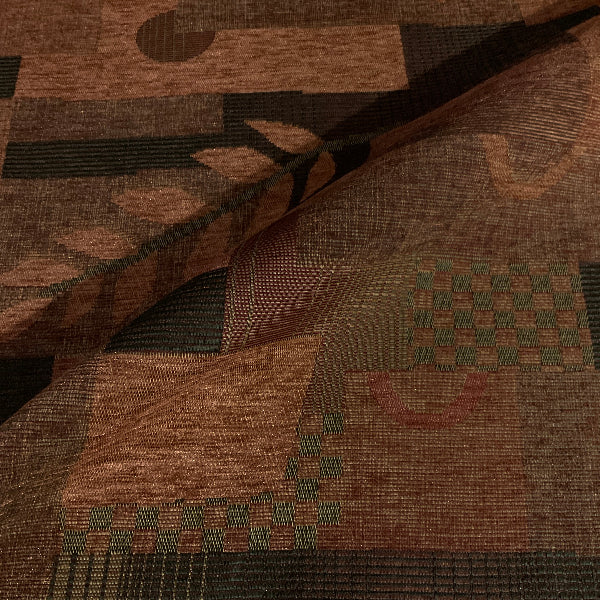Burch Chenille Geometric Clay Red Fern Upholstery Fabric