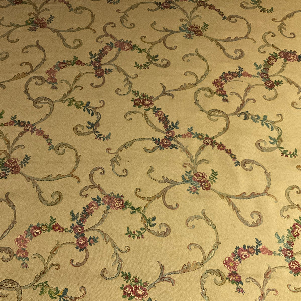 Burch Classic Floral Vine Beige Tapestry Upholstery Fabric