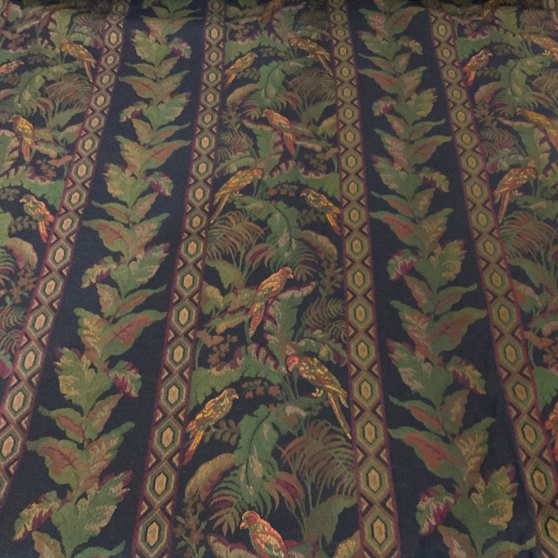 Burch Cocorito Blue Floral Panel Stripe Upholstery Fabric