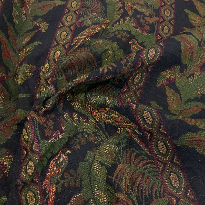 Burch Cocorito Blue Floral Panel Stripe Upholstery Fabric