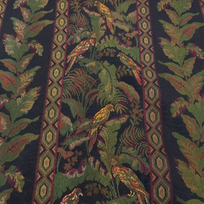 Burch Cocorito Blue Floral Panel Stripe Upholstery Fabric