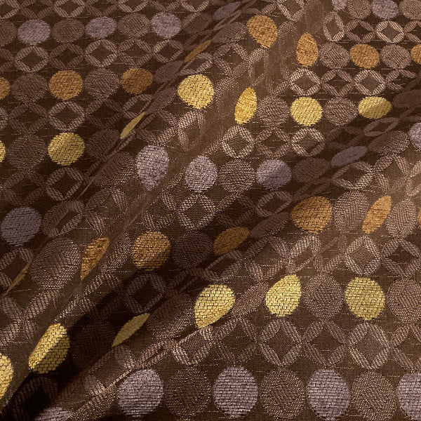 Burch Coin Mocha Brown Geometric Upholstery Fabric