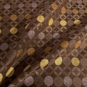 Burch Coin Mocha Brown Geometric Upholstery Fabric