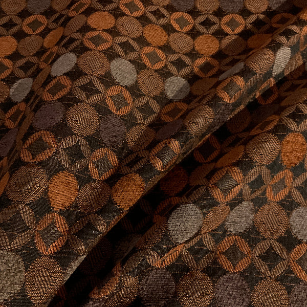 Burch Coin Noir Black Brown Geometric Upholstery Fabric