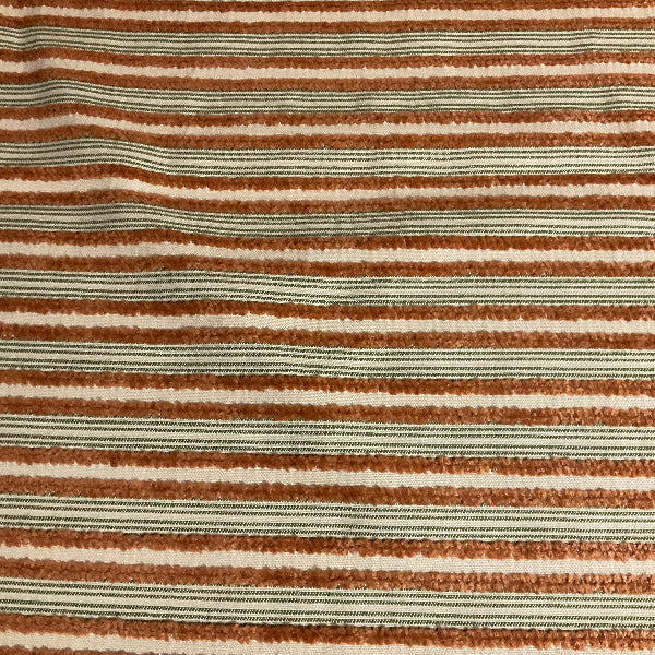 Burch Coral Orange Textured Chenille Stripe Upholstery Fabric
