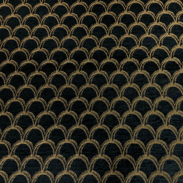 Burch Damascelli Black Chenille Scallop Upholstery Fabric
