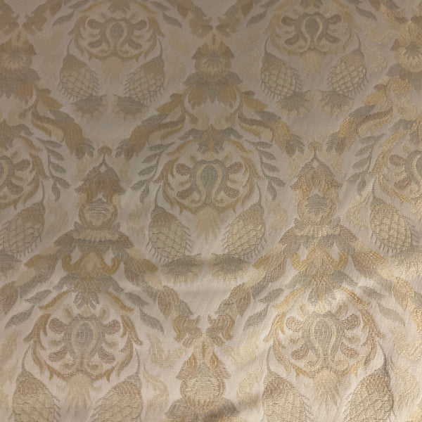 Burch Delores Platinum Ivory Damask Upholstery Fabric