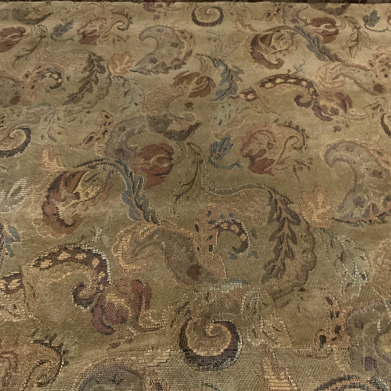 Burch Dillon Olive Green Paisley Chenille Upholstery Fabric