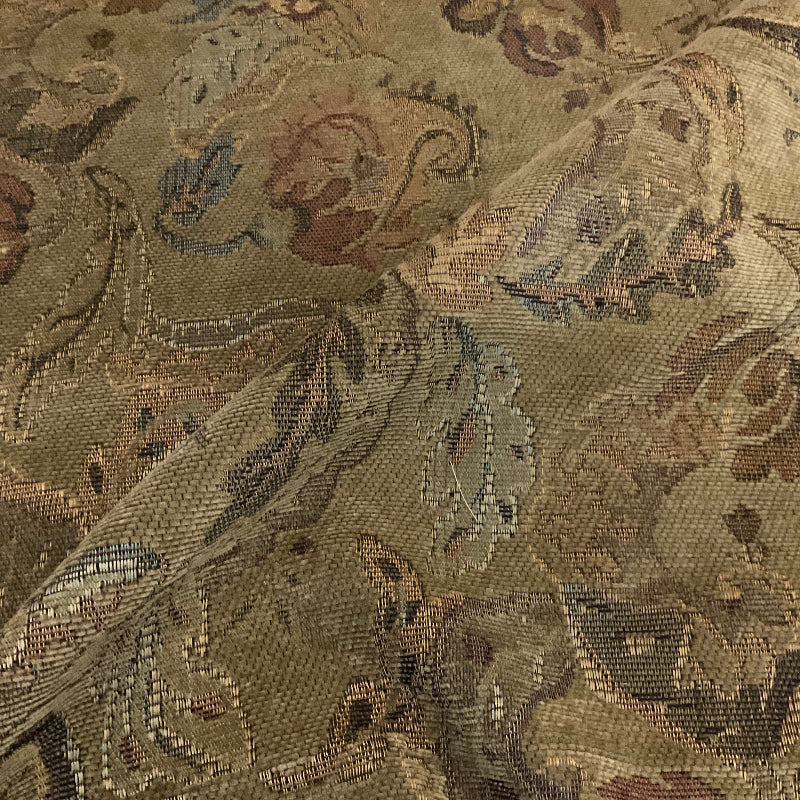 Burch Dillon Olive Green Paisley Chenille Upholstery Fabric