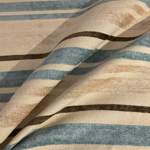 Burch Doris Spa Blue Chenille Stripe Upholstery Fabric