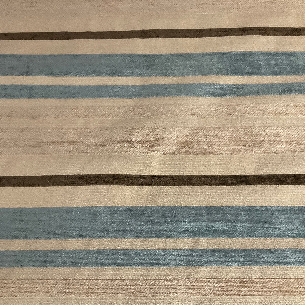 Burch Doris Spa Blue Chenille Stripe Upholstery Fabric