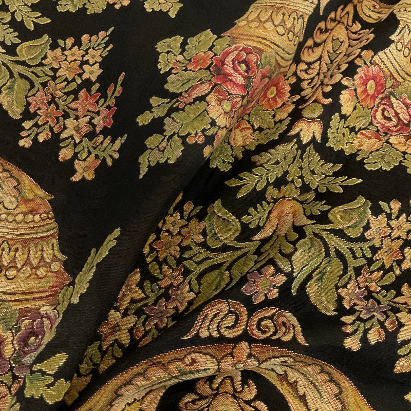 Burch Edward Black Floral Jacquard Upholstery Fabric