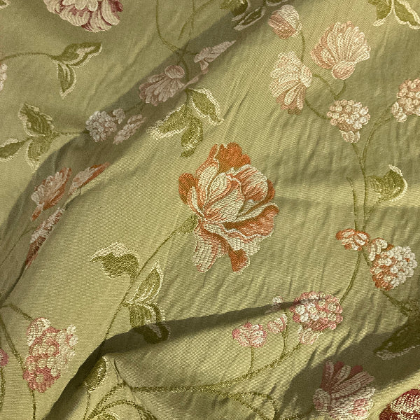 Burch Fabrics Embroidered Green Floral Upholstery Fabric