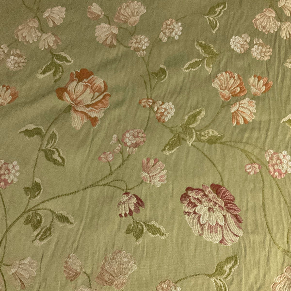 Burch Fabrics Embroidered Green Floral Upholstery Fabric