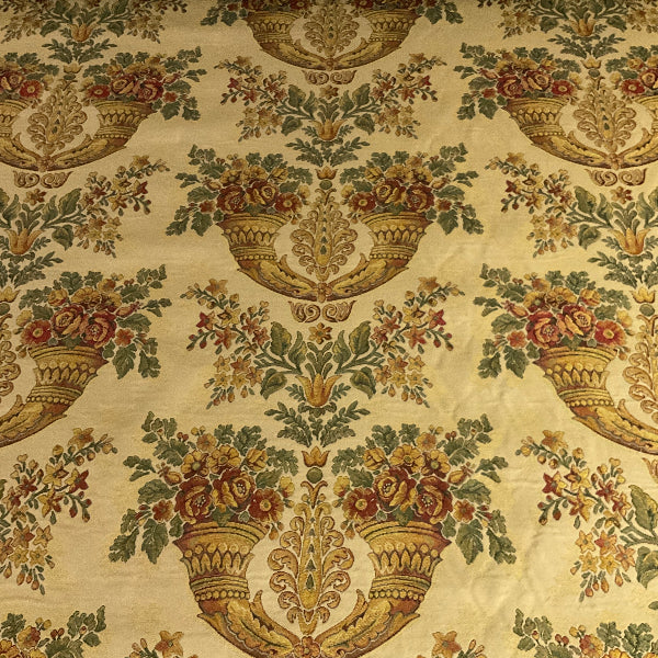 Burch Floral Cornucopias Gold Tapestry Upholstery Fabric