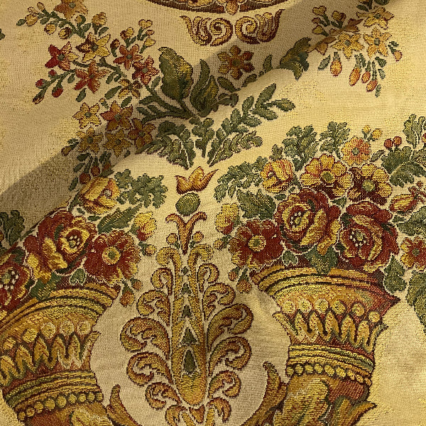 Burch Floral Cornucopias Gold Tapestry Upholstery Fabric