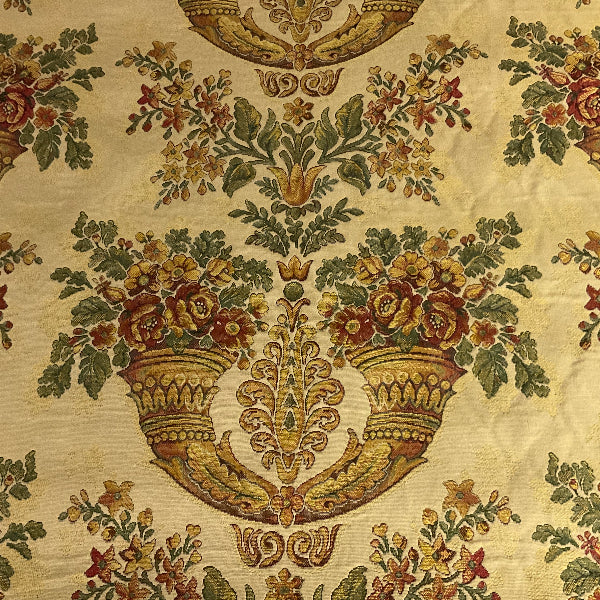 Burch Floral Cornucopias Gold Tapestry Upholstery Fabric