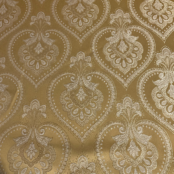 Burch Heirloom Butter Yellow Damask Upholstery Fabric