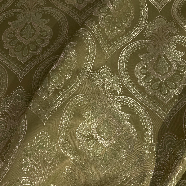 Burch Heirloom Celery Green Damask Upholstery Fabric