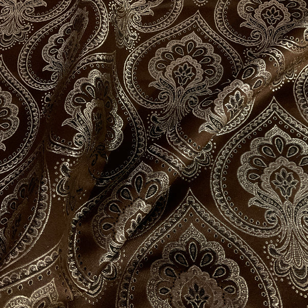 Burch Heirloom Chocolate Brown Damask Upholstery Fabric