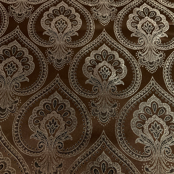 Burch Heirloom Chocolate Brown Damask Upholstery Fabric