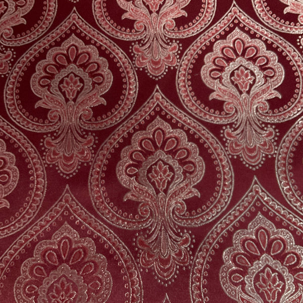 Burch Heirloom Crimson Red Damask Upholstery Fabric
