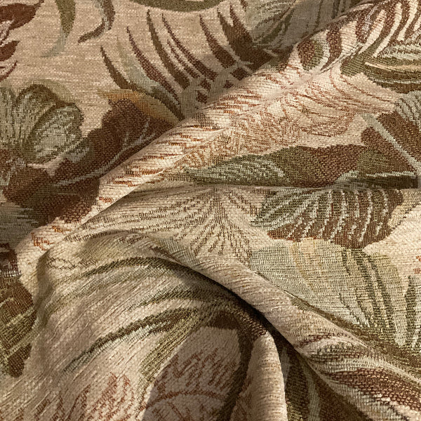 Burch Jenna Ivory Beige Floral Chenille Upholstery Fabric