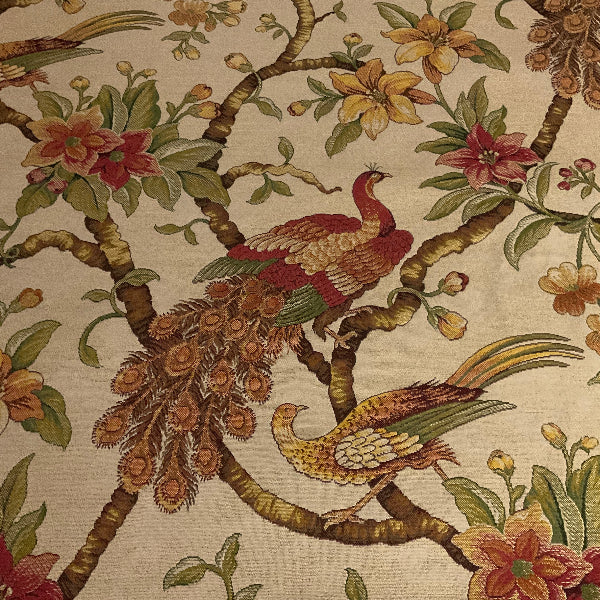 Burch June Linen Beige Designer Floral Upholstery Fabric