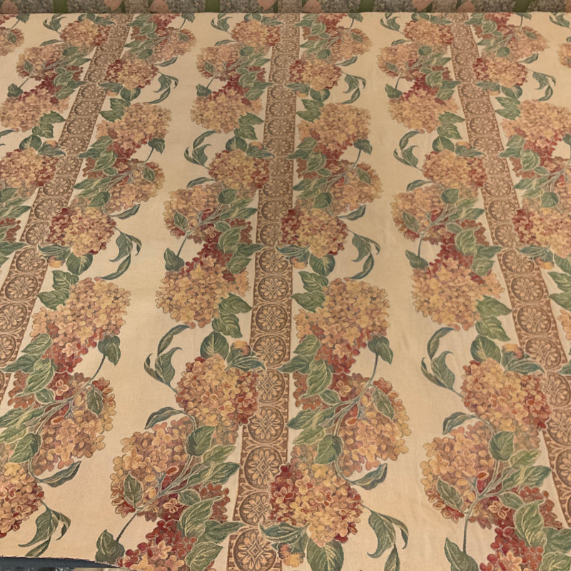 Burch Margie Beige Floral Panel Stripe Upholstery Fabric