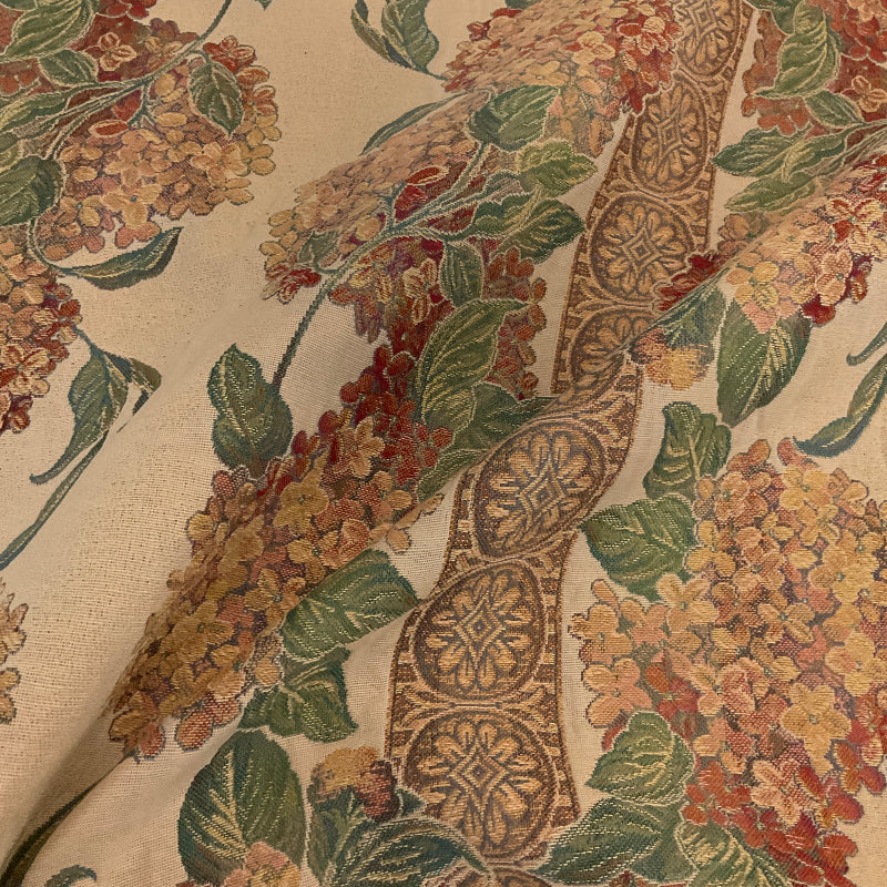Burch Margie Beige Floral Panel Stripe Upholstery Fabric