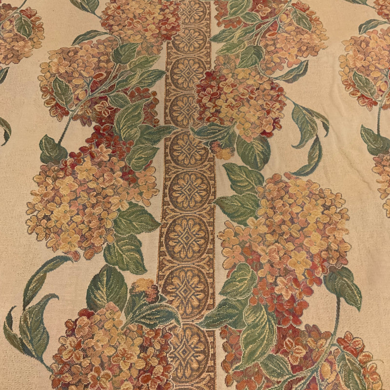Burch Margie Beige Floral Panel Stripe Upholstery Fabric
