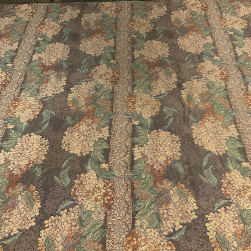 Burch Margie Brown Floral Panel Stripe Upholstery Fabric