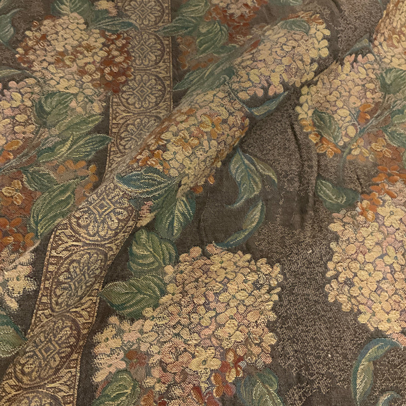 Burch Margie Brown Floral Panel Stripe Upholstery Fabric