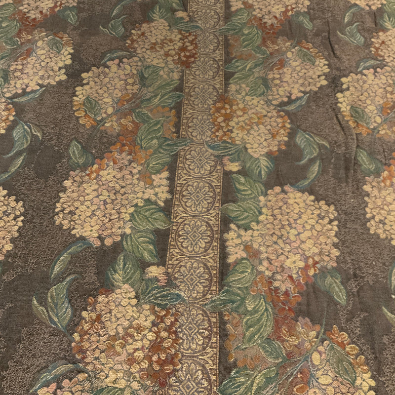 Burch Margie Brown Floral Panel Stripe Upholstery Fabric